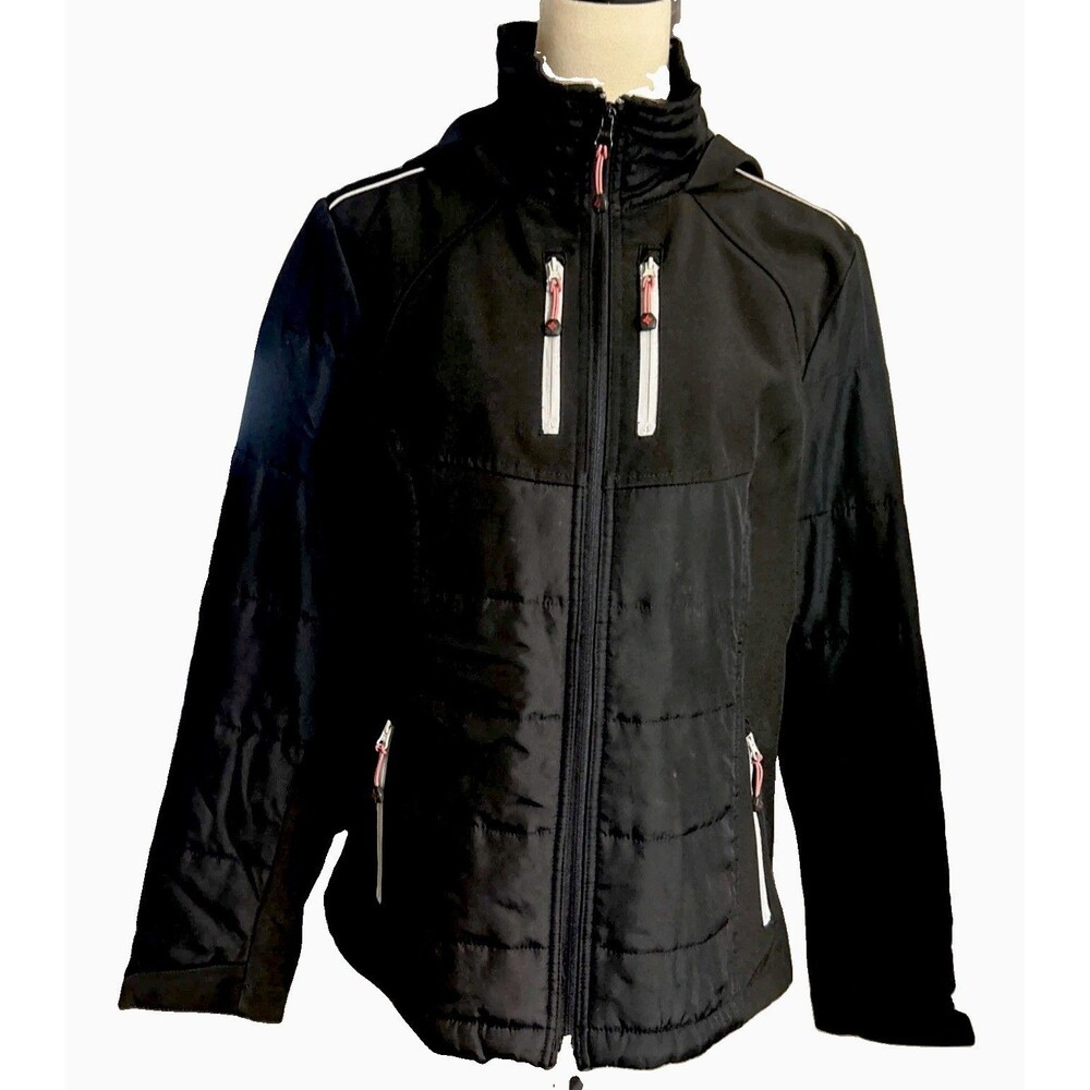 Weather Tamer Extreme Women L Hoodie Black Full Zip Quilted Gorpcore Jacket